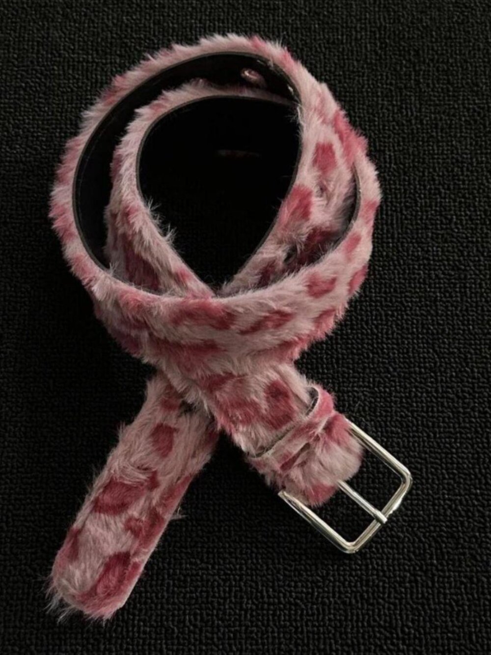 Y2K Pink Leopard Print Fuzzy Fur Belt